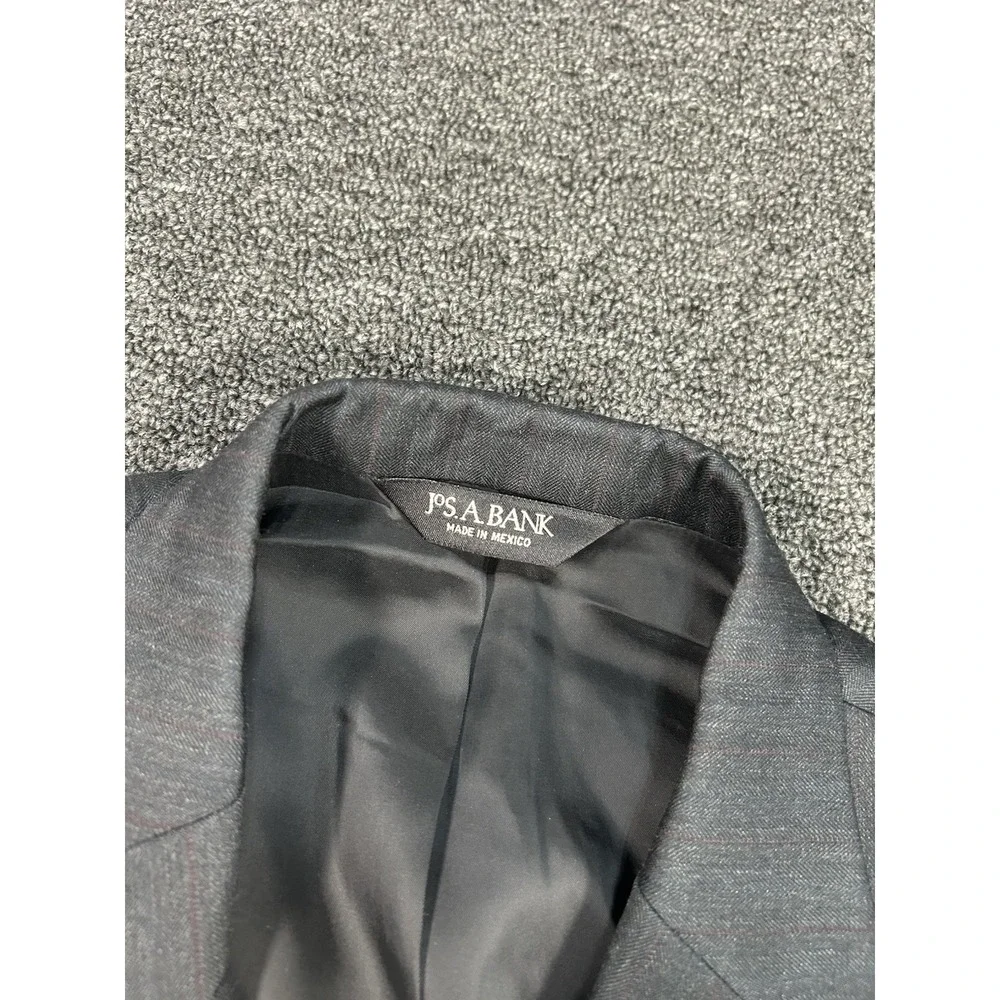 Jos‎ A Bank 2 Piece Suit Men's 40R Pants 36x31 Gray Striped 100% Wool Business